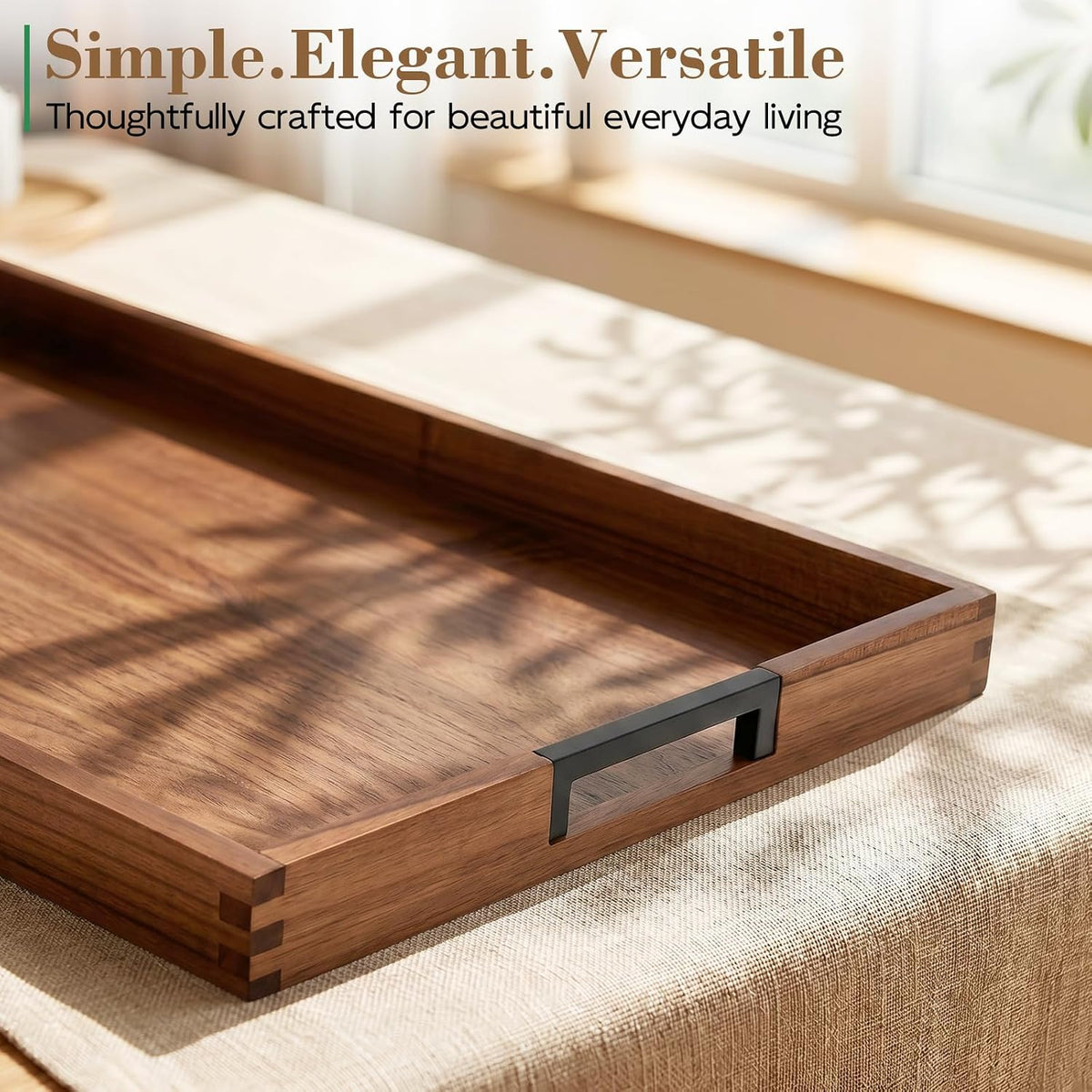 joy&grace large ottoman tray for living room and showing dimensions