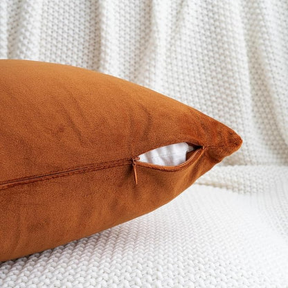 HWY 50 Burnt Orange Velvet Throw Pillow Covers 18x18 Inch - Image 3
