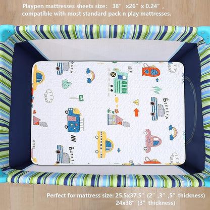 Padded Pack n Play Sheets Breathable Thick Pack and Play Mattress Protector - Image 3