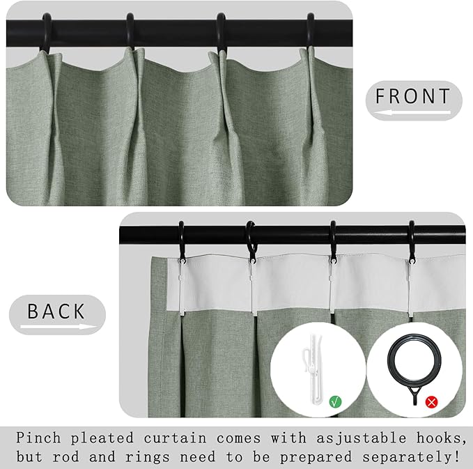 Macochico Pinch Pleated Full Blackout Curtains - Image 4