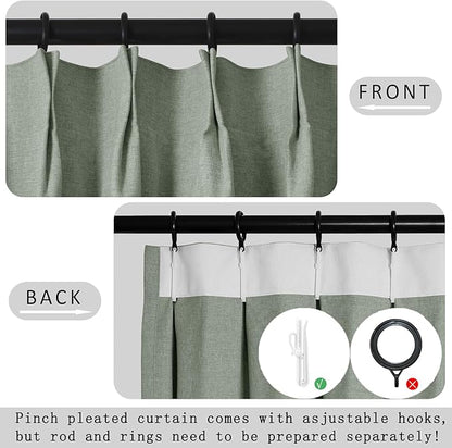 Macochico Extra Wide 100% Blackout Linen Curtains - Image 4