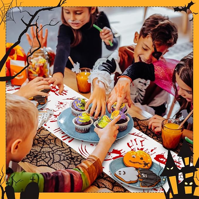 Happy Halloween Table Runner Scary Handprint Seasonal Holidays Indoor Outdoor - Image 3
