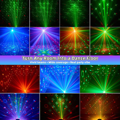 3-in-1 Disco Ball Party Lights, Sound Activated DJ Strobe Light with 60 Patterns, USB Powered Disco Light Projector for Room Decor, Glow Party Supplies, Birthday, Christmas, Halloween
