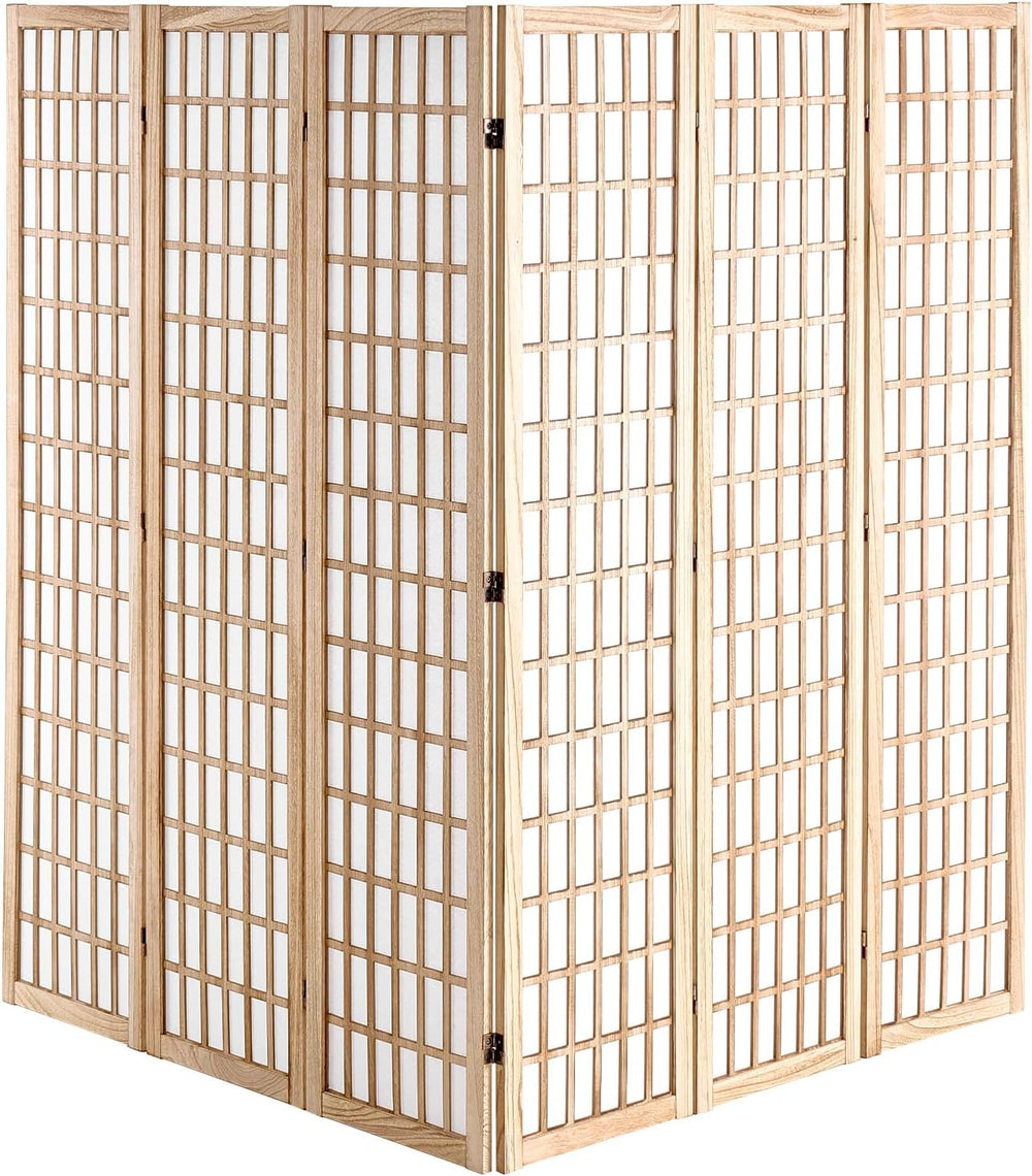 VEVOR Room Divider, 6 Panel Japanese Room Divider, Wood Folding Privacy Scree...