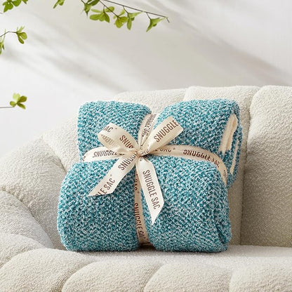 Snuggle Sac Teal Blue Reversible Super Soft Blanket Twin Size - Image 4