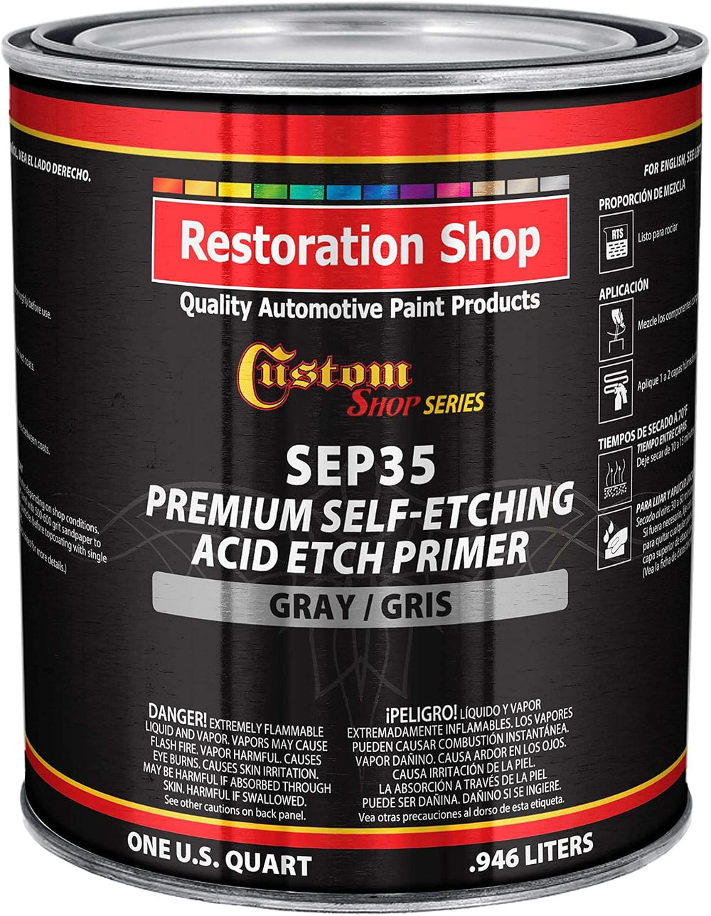 Custom Shop Premium Gray Self Etching Primer, Quart, Ready to Spray Paint