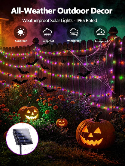 Solar Halloween Lights String 6 Pack 234 FT 600 LED Orange Purple and Green