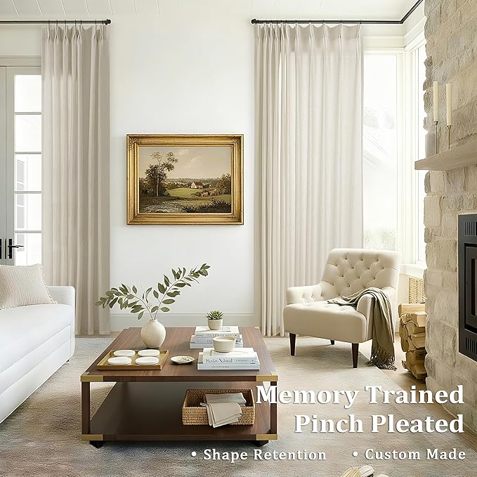 Pinch Pleated Linen Curtains 108 Inches Long - Image 7