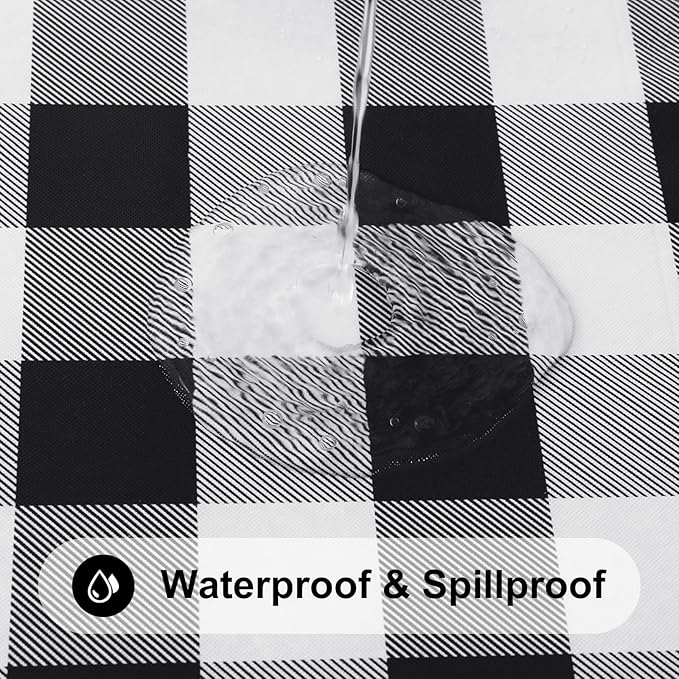Smiry Rectangle Picnic Table Cloth, Elastic Waterproof Fitted Vinyl Tablecloths - Image 3