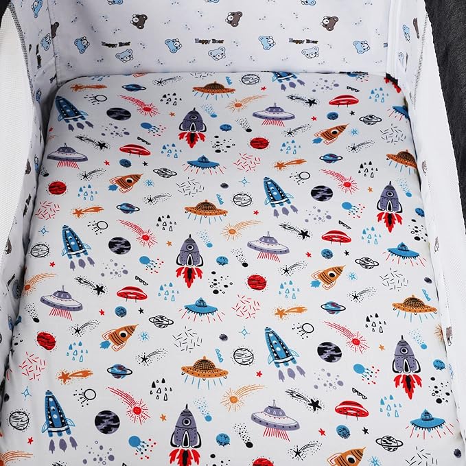 Pack n Play Sheet Stretchy Fitted Portable Mini Crib Sheets Set 3 Pack - Image 3