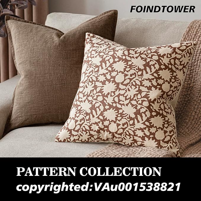 Foindtower Set of 2 Decorative Neutral Floral Throw Pillow Covers Accent - Image 3