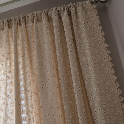 ENJOYBRIDAL Daisy Floral Curtains 96 Inch Length 4 Panels Tassel Long Drapes - Image 2