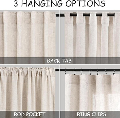 Nanspring Beige Linen Curtains for Kitchen Windows Over Sink - Image 2