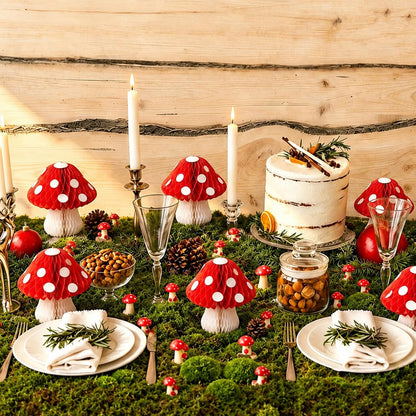 Halloween Moss Table Runner Enchanted Forest Mushroom Decor