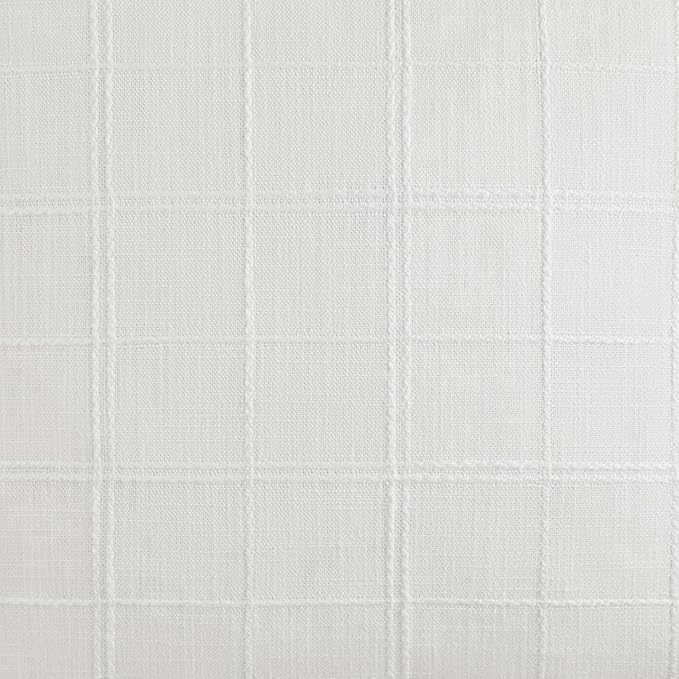 ZeeMart Linen Checked Throw Pillow Covers Set of 2, 20x20 Inch White/Natural - Image 4