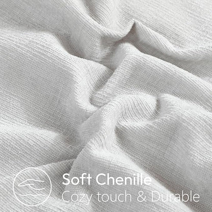 Stellhome Soft Chenille Decorative Pillow Covers 20x20 Inch Natural Light Grey - Image 2
