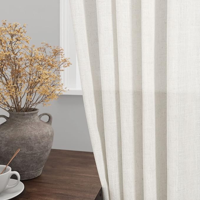 Cream Linen Curtains 168 Inches Long - Image 4