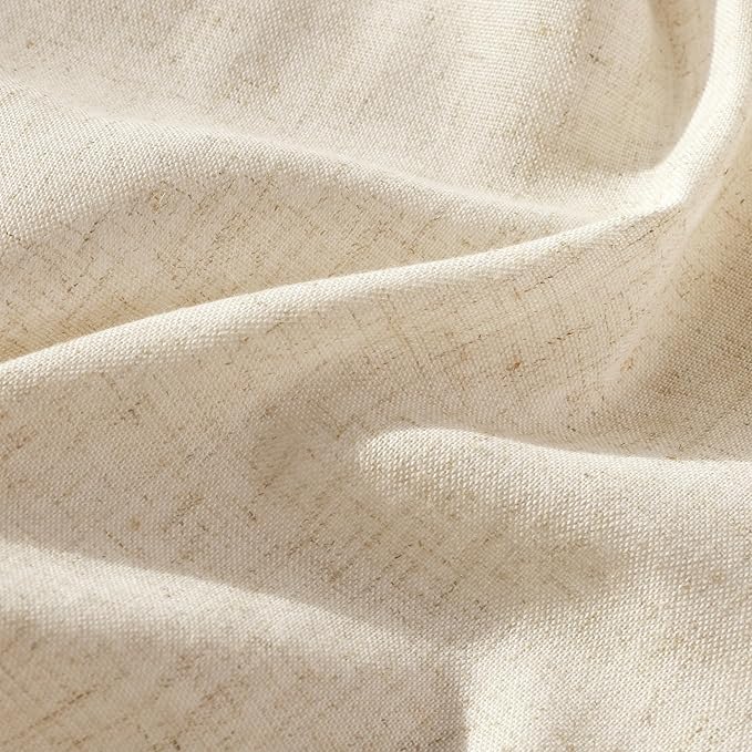 Beige 80 Inch Curtains for Living Room Dining 2 Panels Set Burlap Linen - Image 5