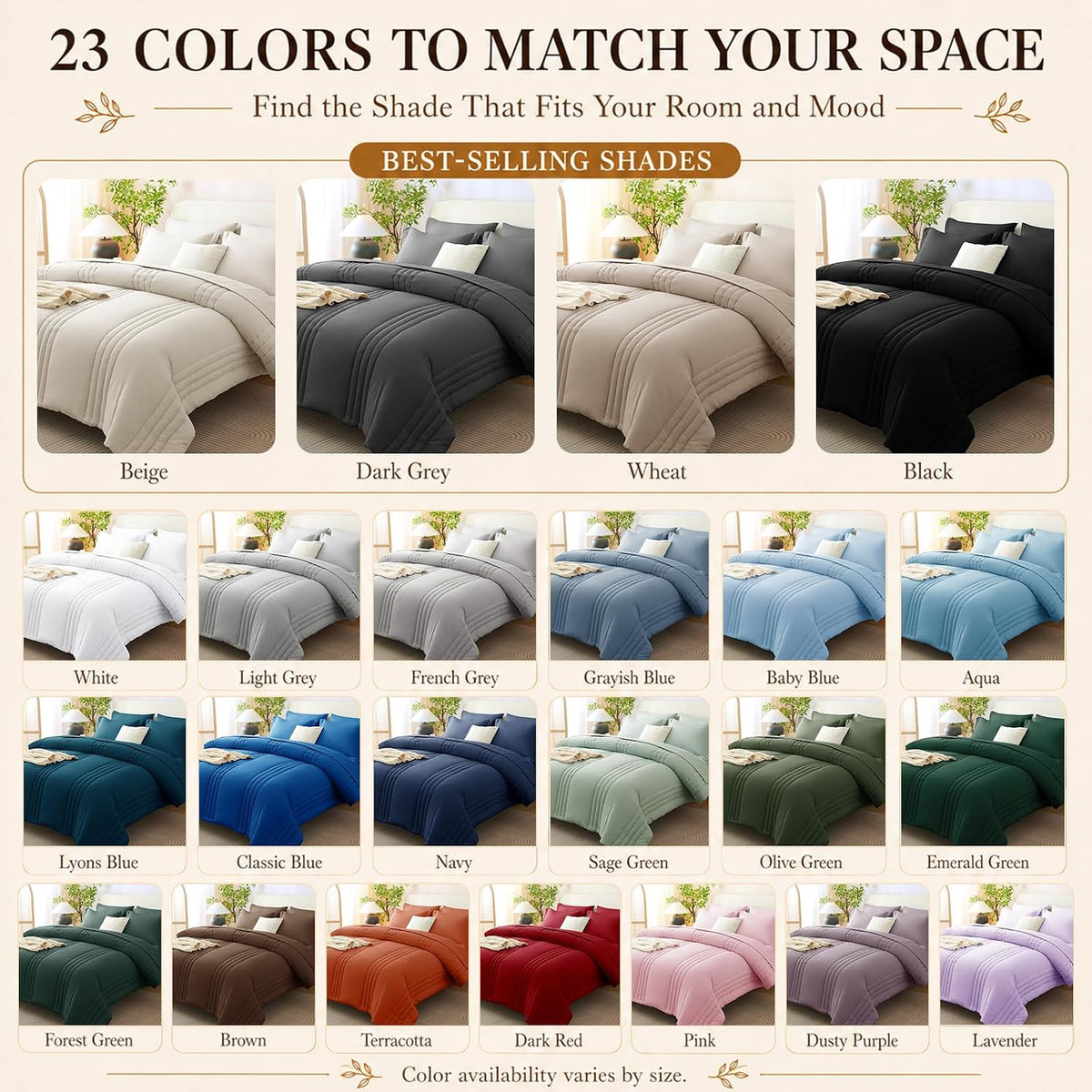 cozylux queen comforter set beige - 7 pieces, view 9