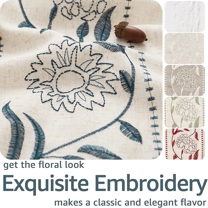jinchan Winslow 96 Inch Curtains 4 Panel Set Embroidered Bordered Floral - Image 4