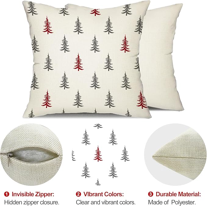 DFXSZ Christmas Pillow Covers 20x20 inch Set of 2 Christmas Tree Decorative - Image 6