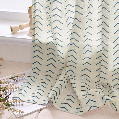 jinchan Arrow Boho Linen Blend Kitchen Curtains 36 Inch Length Herringbone - Image 9