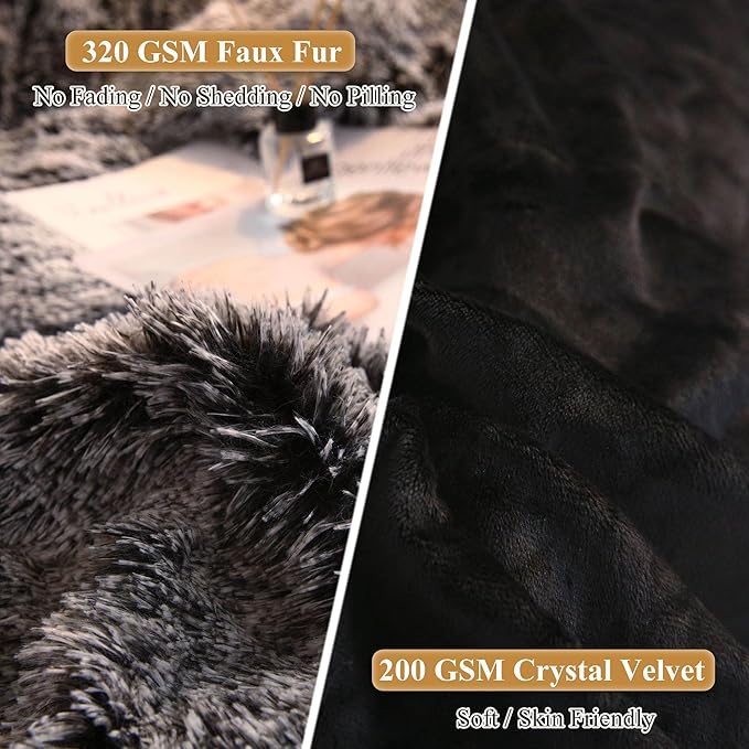 XeGe Cozy Faux Fur Throw Pillow Covers, Zippered Fluffy Cushion Covers - Image 4