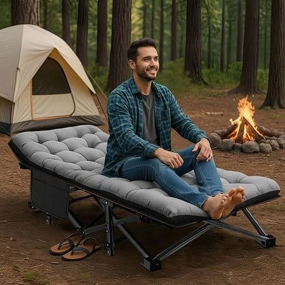 ABORON Camping Cot for Adult 28" Extra Wide, Heavy-Duty 1200D Oxford Cot for - Image 7