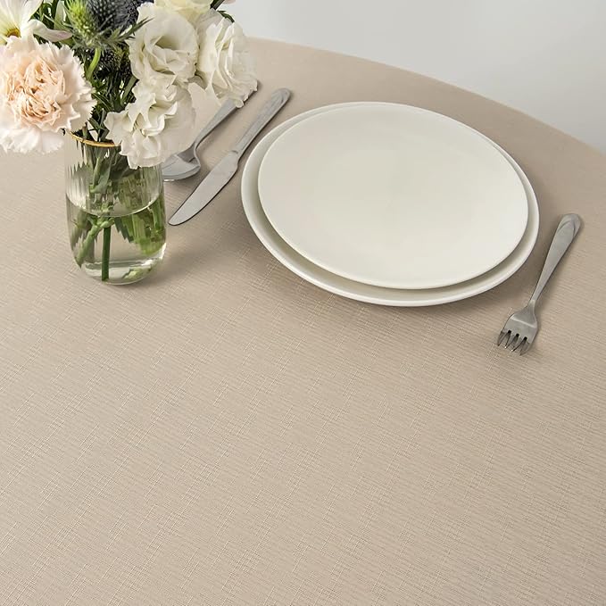 maxmill Round Linen Looking Textured Tablecloth Spill-Proof Wrinkle Free Soft - Image 5