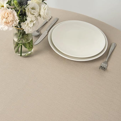 maxmill Round Linen Looking Textured Tablecloth Spill-Proof Wrinkle Free Soft - Image 5