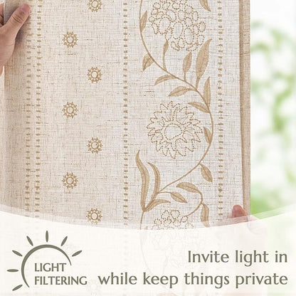 jinchan Winslow Linen Curtains for Bedroom 72 Inches Length Embroidered - Image 5