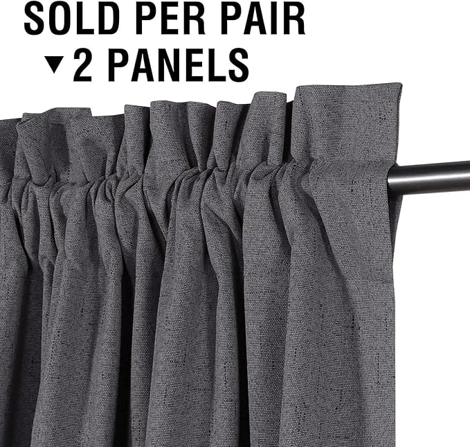 H.VERSAILTEX Linen Look 100% Blackout Curtains 45 Inches Long - Image 3