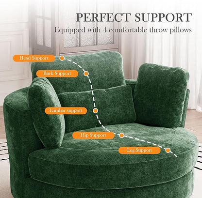 Aoiy & Wifon 50.2'' W Oversized Swivel Barrel Chair, Round Oversized Arm Chair - Image 5
