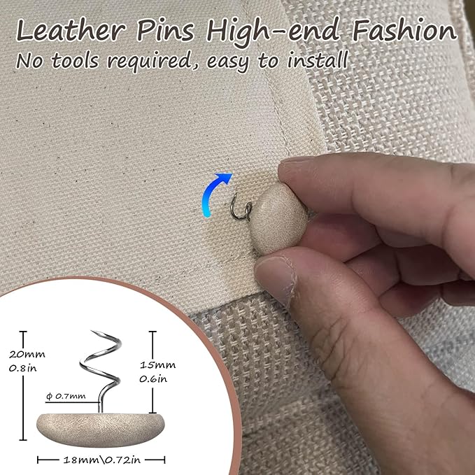 Leather Upholstery Twist Pins for Bed Skirts – 12 Pack Fabric Holders and Tacks - Image 2
