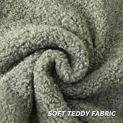 FUTEI Sage Green Throw Pillow Covers 24x24 Inch Set of 2, Furry Faux Fur Teddy - Image 2