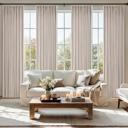 MIULEE Pinch Pleated Thick Linen Curtains 96 Inch 4 Panels Set Back Tab Memory by MIULEE