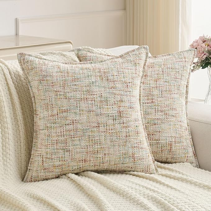 FUTEI Colorful Decorative Throw Pillow Covers 18x18 Inch Set of 2, Soft by FUTEI