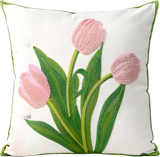 TAOSON Pack of 2, Cotton Canvas Cushion Covers, Spring Farmhouse Decor by TAOSON