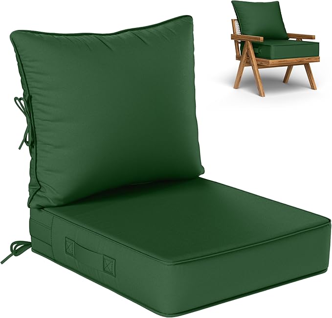 Outdoor Seat Cushion Set 22 L × 24 W × 5 H Inch Waterproof & Fade Resistant by VisitheKimunukStore