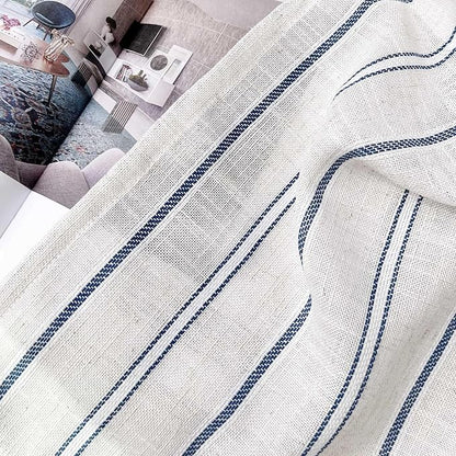 2 Pack Faux Linen Striped Kitchen Valances - Image 6
