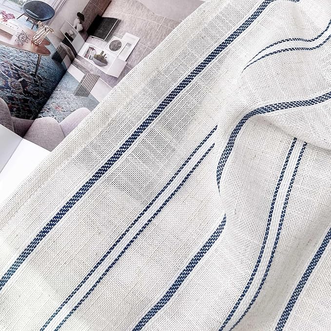 2 Pack Faux Linen Striped Kitchen Valances - Image 6