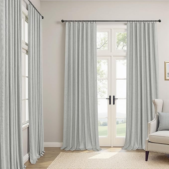 Extra Long White Gray Blackout Curtains 108 Inch Long - Image 2
