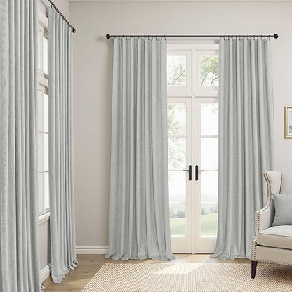 Extra Long White Gray Blackout Curtains 108 Inch Long - Image 2