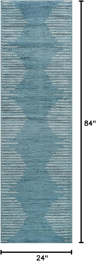 Rugshop Bohemian Stripe Stain Resistant High Traffic Living Room Kitchen - Image 2