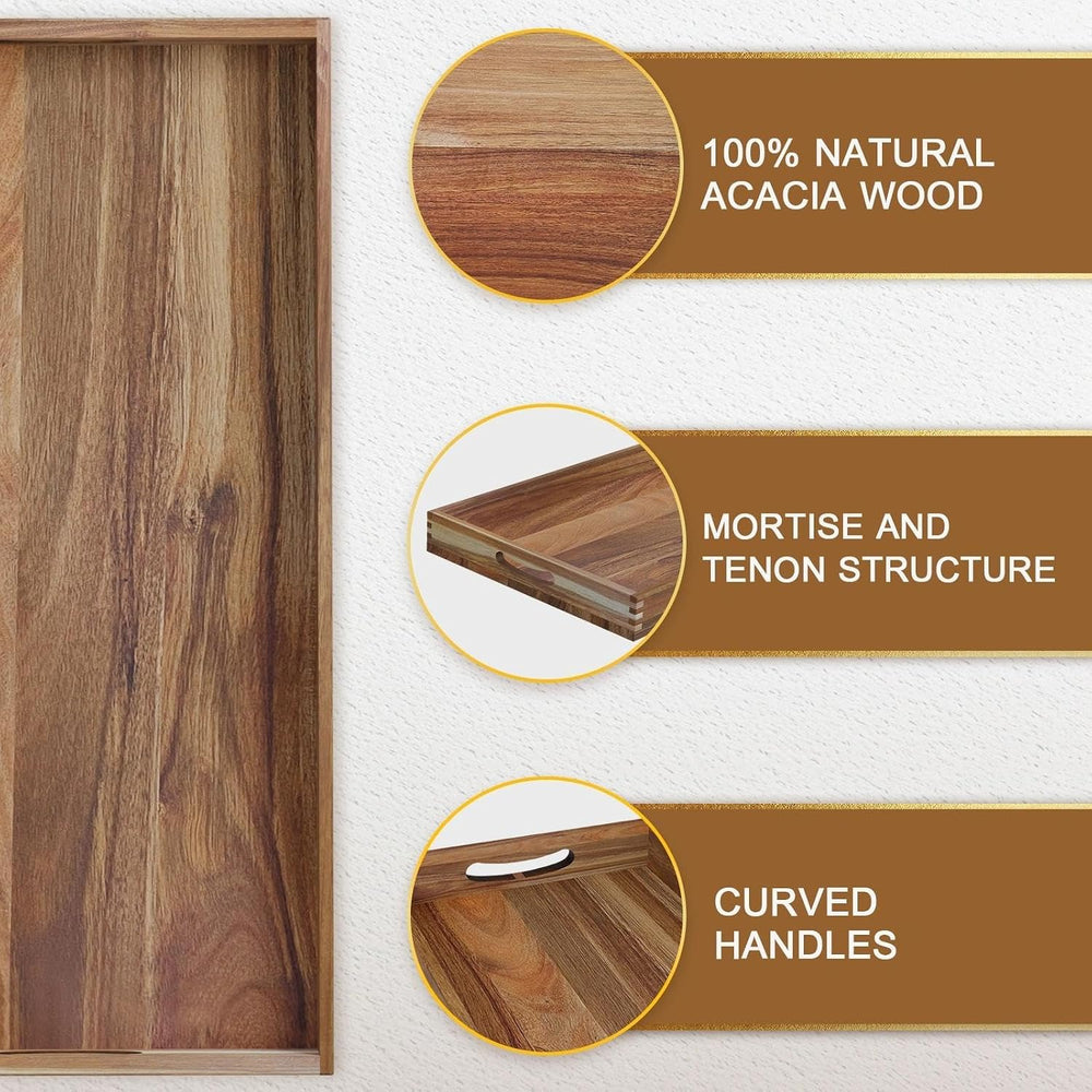 MAONAME Extra Large Ottoman Tray, 40 x 20 inches Acacia Wood Serving Tray