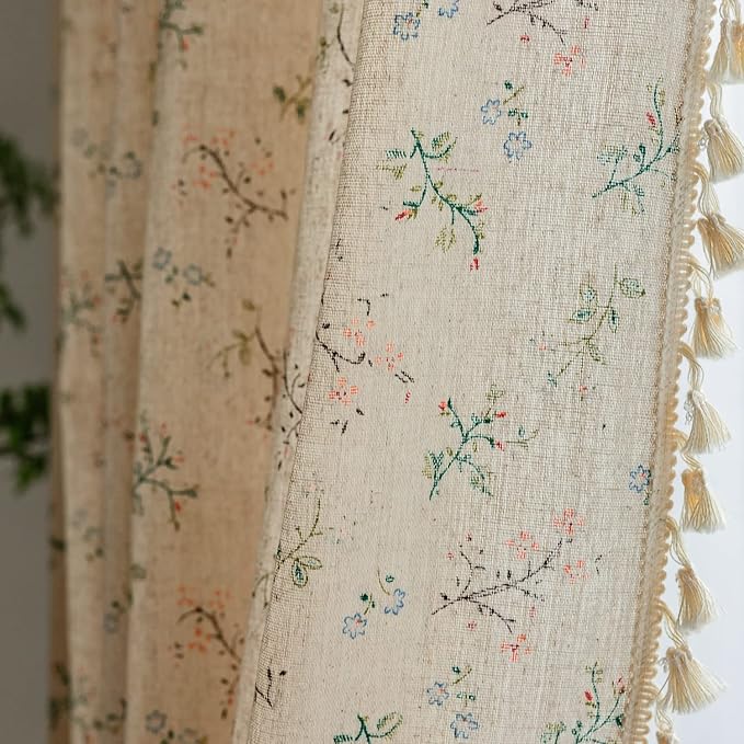 ENJOYBRIDAL Floral Farmhouse Curtains 96 Inches Long Semi Sheer Living Room by ENJOYBRIDAL