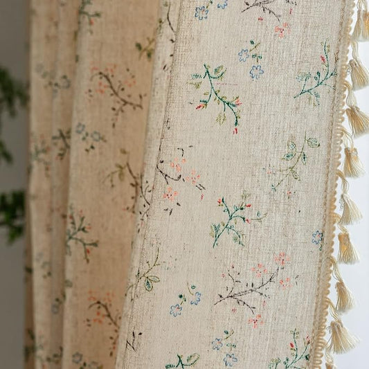 ENJOYBRIDAL Floral Boho Curtains 4 Panels Short 63 Inch Curtains Patterned Semi by ENJOYBRIDAL