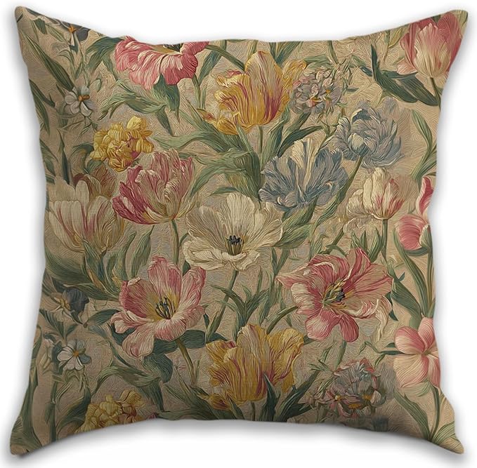 Bohemian Pillow Covers | Vintage Floral & Carpet Design | Double Sided Blue by RBAFAO