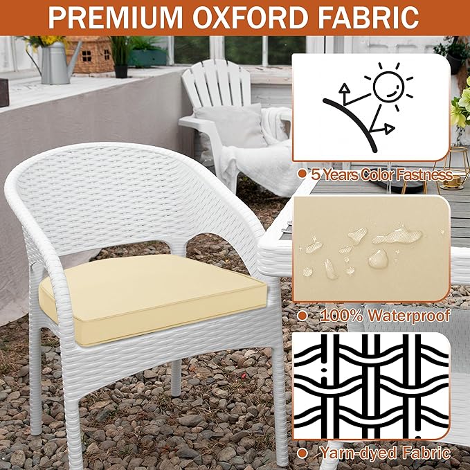 Outdoor Chair Cushions Set of 4 Waterproof Patio Chair Cushions - Image 3