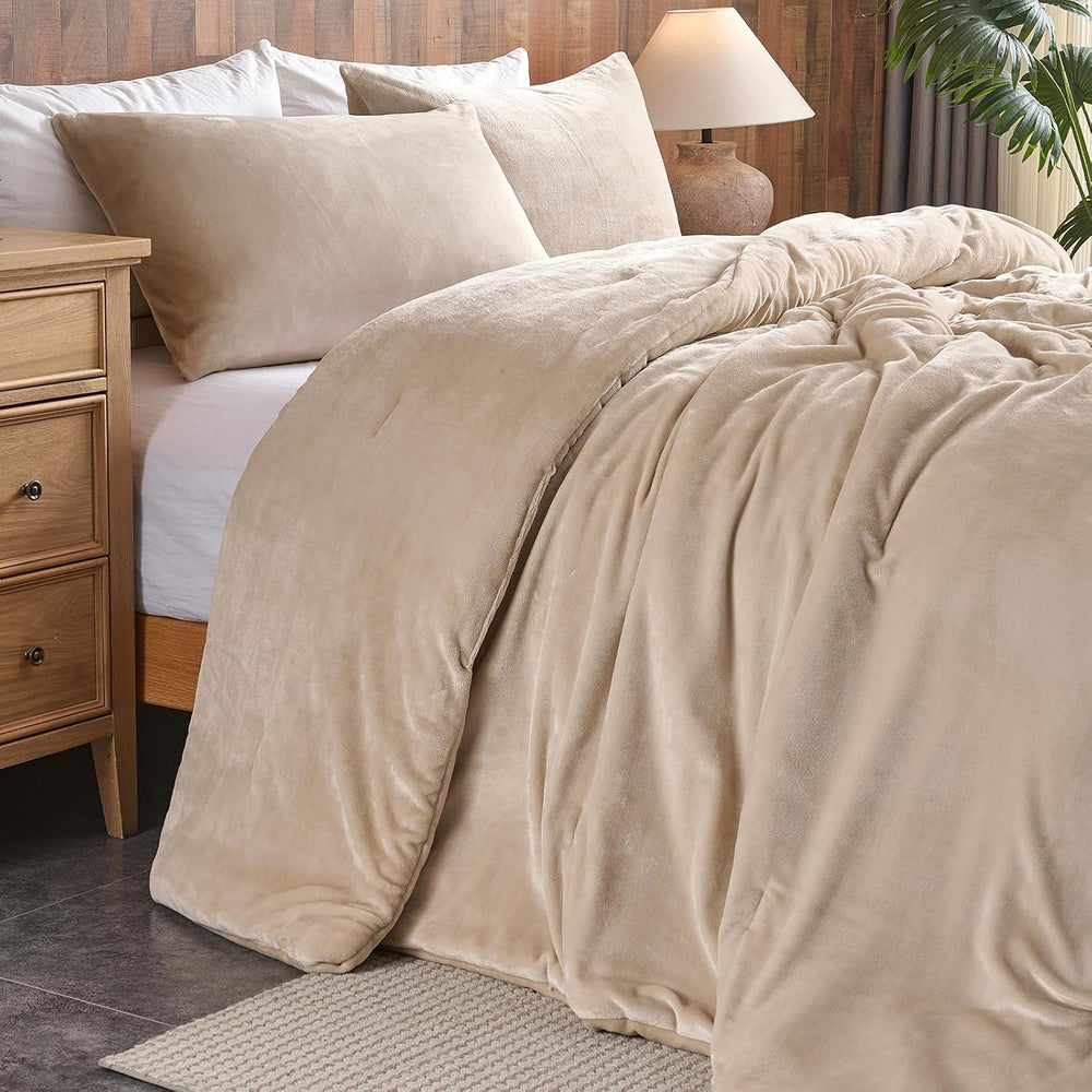 Wajade Full Size Comforter Set- 3 Pieces Khaki Bed in A Bag for All Seasons B...